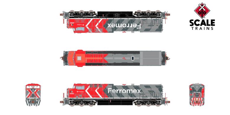 ScaleTrains SXT40629 GE AC4400CW, Ferromex/Zebra #4563 DCC & Sound N Scale