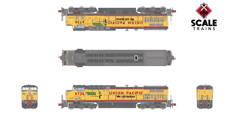 ScaleTrains SXT40663 GE AC4400CW, Union Pacific/ex-C&NW/Operation Lifesaver/"We Will Deliver"/Red Sill #6736 DCC & Sound N Scale
