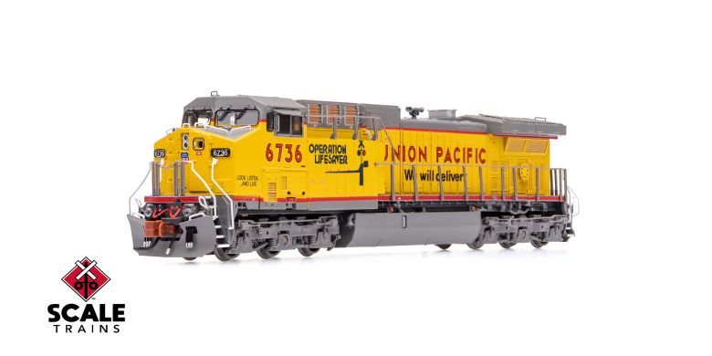 ScaleTrains SXT40663 GE AC4400CW, Union Pacific/ex-C&NW/Operation Lifesaver/"We Will Deliver"/Red Sill #6736 DCC & Sound N Scale