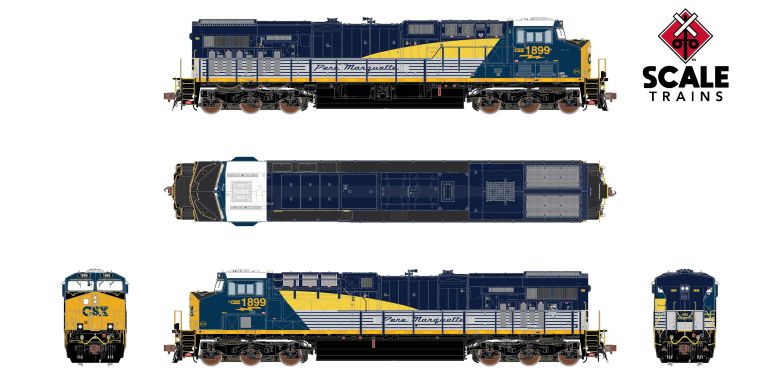 Scaletrains SXT41074 GE ES44AH - CSX/Heritage/Pere Marquette/PM #1899 - ESU v5.0 DCC & Sound HO Scale
