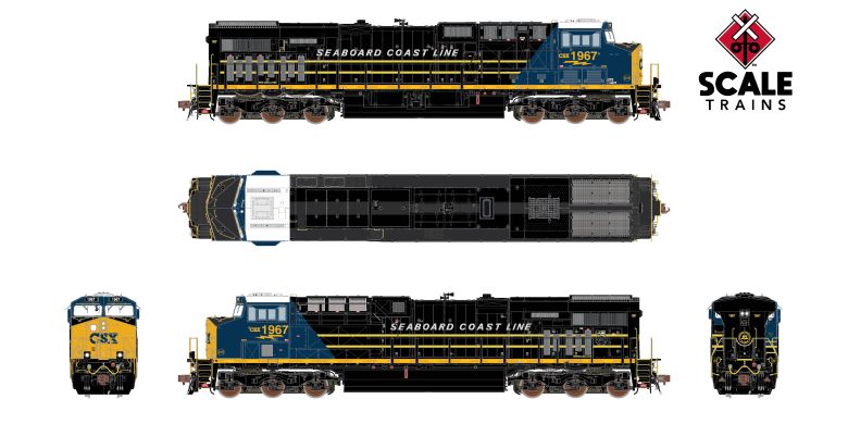 Scaletrains SXT41076 GE ES44AH - CSX/Heritage/Seaboard Coast Line/SCL #1967 - ESU v5.0 DCC & Sound HO Scale