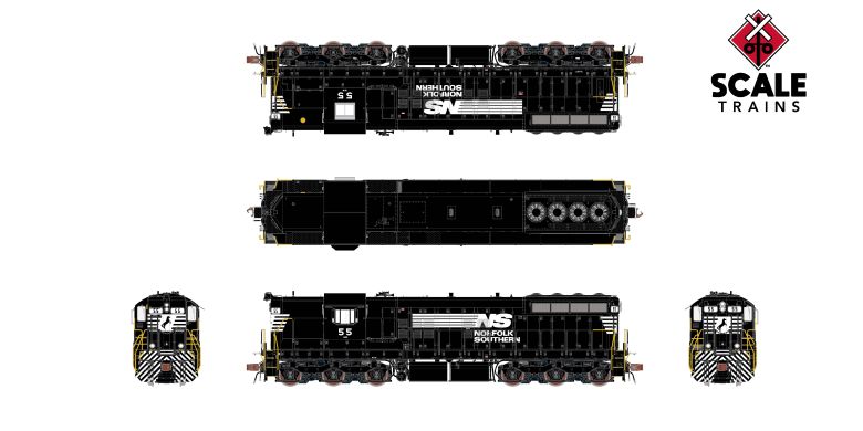 Scaletrains SXT41184 EMD SD9M, NS Norfolk Southern/Thoroughbred/Ditch Lights #54 - ESU v5.0 DCC & Sound HO Scale