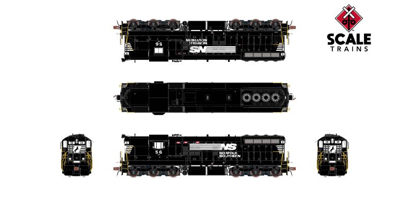 Scaletrains SXT41184 EMD SD9M, NS Norfolk Southern/Thoroughbred/Ditch Lights #54 - ESU v5.0 DCC & Sound HO Scale