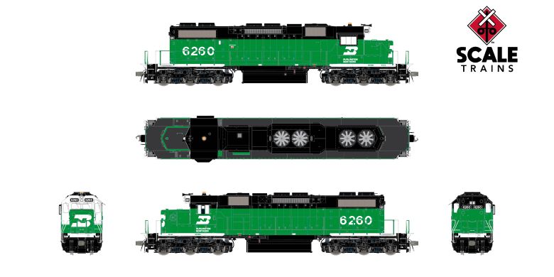 Scaletrains SXT41234 EMD SD38-2, Burlington Northern/White Face/Beacon #6262 - ESU v5.0 DCC & Sound HO Scale