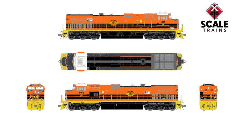 Scaletrains SXT41521 GE DASH 9-44CW, Alabama & Gulf Coast/Black Replacement HVAC #4406 - ESU v5.0 DCC & Sound HO Scale