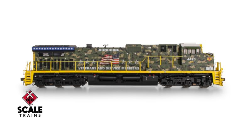 Scaletrains SXT41527 GE DASH 9-44CW, Alabama & Gulf Coast/Honoring Veterans #4423 - ESU v5.0 DCC & Sound HO Scale