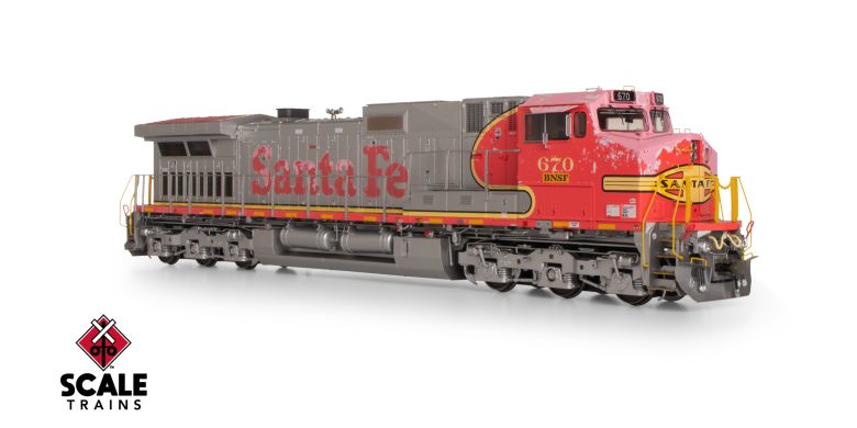Scaletrains SXT41543 GE DASH 9-44CW, BNSF/ex-Santa Fe Warbonnet Patch #670 - ESU v5.0 DCC & Sound HO Scale