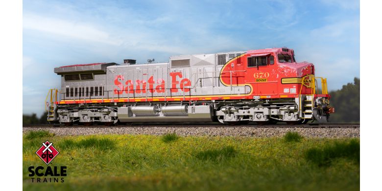 Scaletrains SXT41543 GE DASH 9-44CW, BNSF/ex-Santa Fe Warbonnet Patch #670 - ESU v5.0 DCC & Sound HO Scale