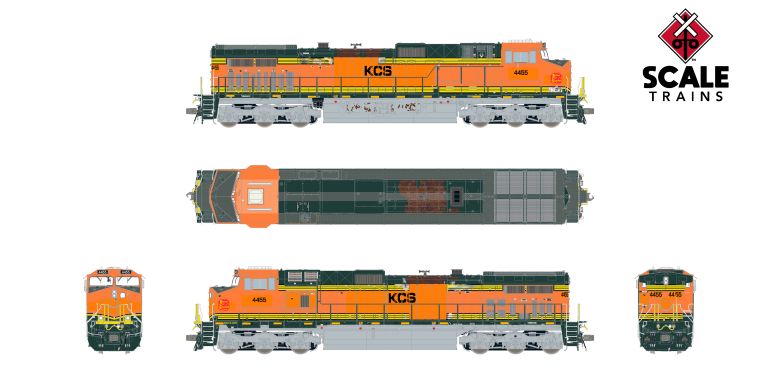 Scaletrains SXT41565 GE DASH 9-44CW, Kansas City Southern/ex-BNSF Heritage II Patched/Exhaust Burn Marks #4455 - ESU v5.0 DCC & Sound HO Scale