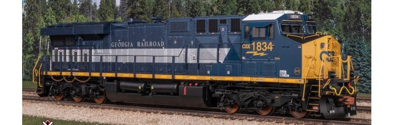 ScaleTrains SXT41615 GE ES44AH, Rivet Counter HO Scale GE ES44AH, CSX/Heritage/Georgia Railroad/GA #1834 DCC & Sound HO Scale