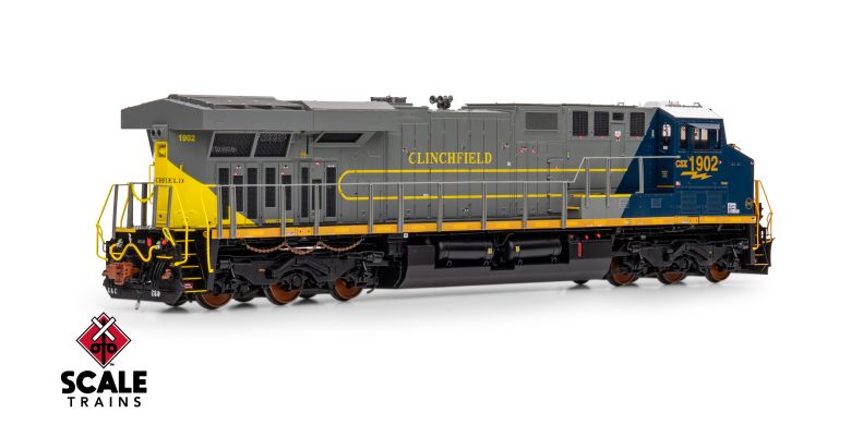 ScaleTrains SXT41623 Rivet Counter HO Scale GE ES44AH, CSX/Heritage/Clinchfield/CRR #1902 DCC & Sound HO Scale