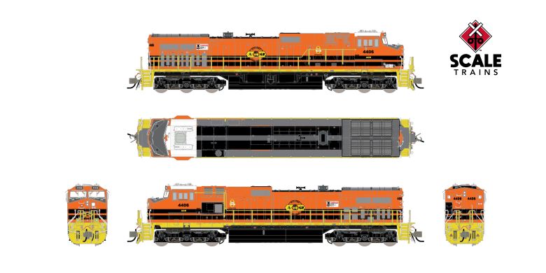 Scaletrains SXT41675 Rivet Counter GE DASH 9-44CW, Alabama & Gulf Coast/Black Replacement HVAC #4406 - DCC & Sound N Scale