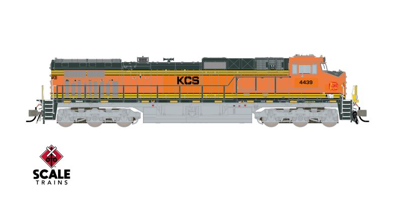 Scaletrains SXT41723 Rivet Counter GE DASH 9-44CW, Kansas City Southern/ex-BNSF Heritage II Patched/Red Replacement HVAC #4439 - DCC & Sound N Scale