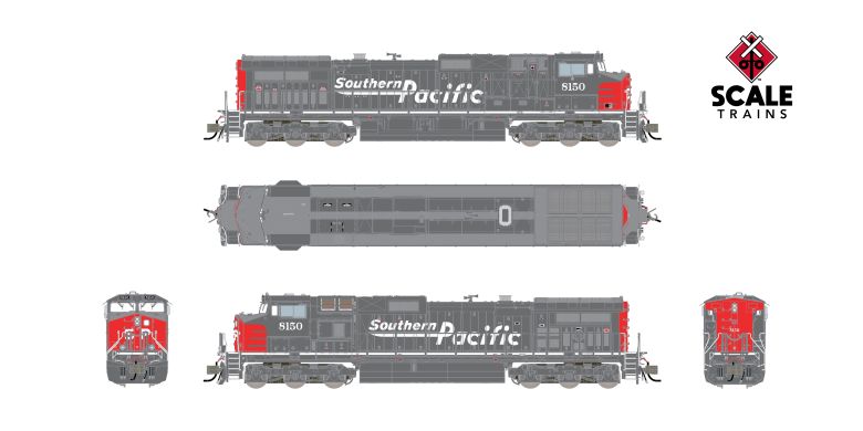 Scaletrains SXT41731 Rivet Counter GE DASH 9-44CW, Southern Pacific/As Delivered/Gray Cab Window Grabs #8150 - DCC & Sound N Scale