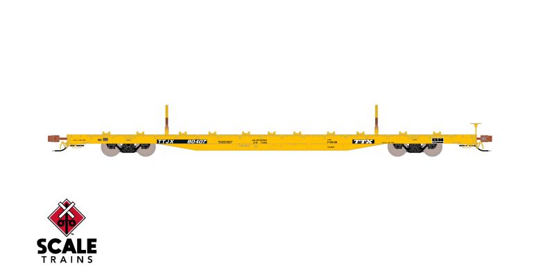 Scaletrains SXT41745 BSC F68BH Finger Rack Flatcar, TTX/Yellow Full Repaint/1991 Speed Logo #80407 HO Scale