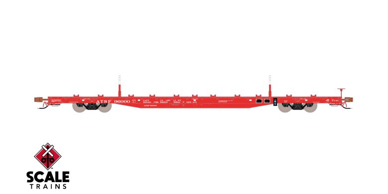 Scaletrains SXT41751 BSC F68BH Finger Rack Flatcar, Santa Fe/Red #96000 HO Scale