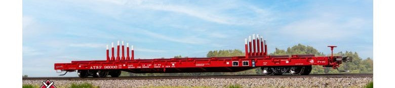 Scaletrains SXT41751 BSC F68BH Finger Rack Flatcar, Santa Fe/Red #96000 HO Scale