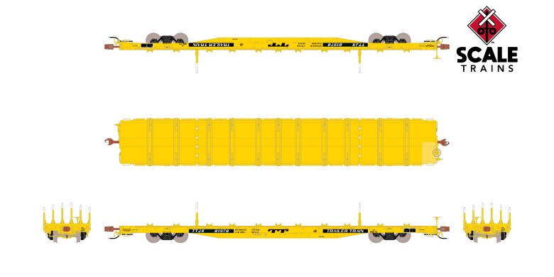 Scaletrains SXT41777 BSC F68BH Finger Rack Flatcar, Trailer Train/Yellow/TT Logo #82009 HO Scale