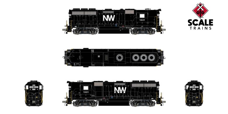 Scaletrains SXT41921 EMD GP40 Phase Ia3, Norfolk & Western/High Hood #1331 - ESU v5.0 DCC & Sound HO Scale