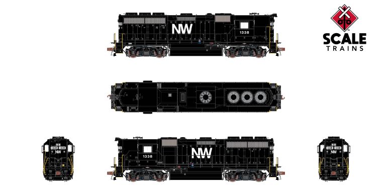 Scaletrains SXT41921 EMD GP40 Phase Ia3, Norfolk & Western/High Hood #1331 - ESU v5.0 DCC & Sound HO Scale