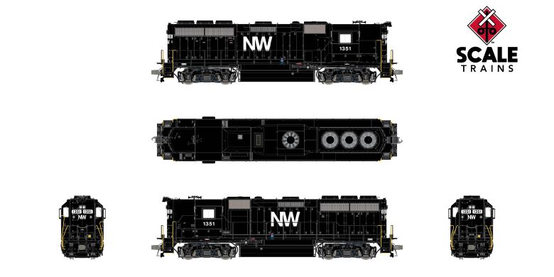 Scaletrains SXT41921 EMD GP40 Phase Ia3, Norfolk & Western/High Hood #1331 - ESU v5.0 DCC & Sound HO Scale