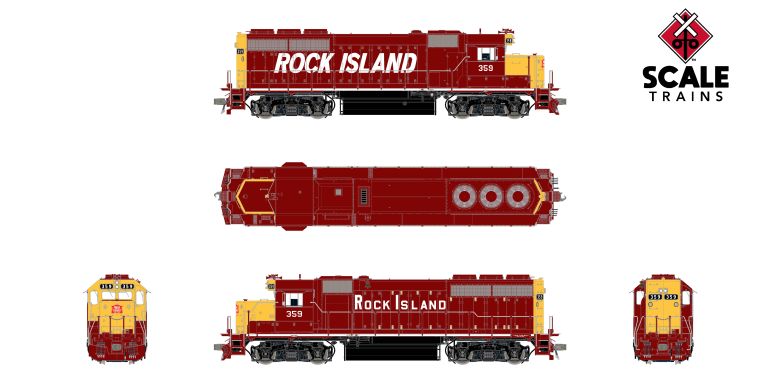 Scaletrains SXT41939 EMD GP40 Phase Ia3, Rock Island/Maroon & Yellow/Mismatched Long Hood Lettering #359 - ESU v5.0 DCC & Sound HO Scale