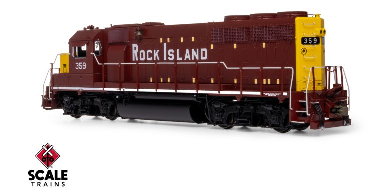 Scaletrains SXT41939 EMD GP40 Phase Ia3, Rock Island/Maroon & Yellow/Mismatched Long Hood Lettering #359 - ESU v5.0 DCC & Sound HO Scale