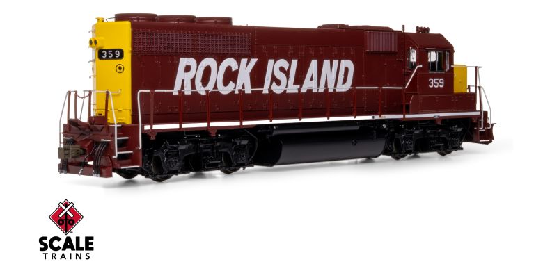 Scaletrains SXT41939 EMD GP40 Phase Ia3, Rock Island/Maroon & Yellow/Mismatched Long Hood Lettering #359 - ESU v5.0 DCC & Sound HO Scale