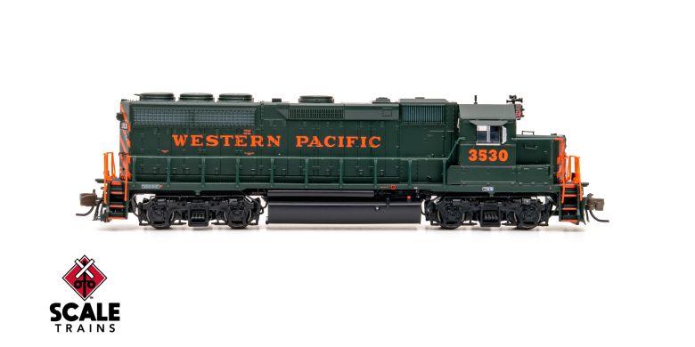 Scaletrains SXT42011 Rivet Counter N Scale EMD GP40 Phase IIc, Western Pacific/Perlman Green/Without Front Pilot Stripes #3530 - DCC & Sound N Scale