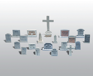 Woodland Scenics 201 Tombstones - Scenic Details(R) -- Metal Kit - Unpainted pkg(20) HO Scale