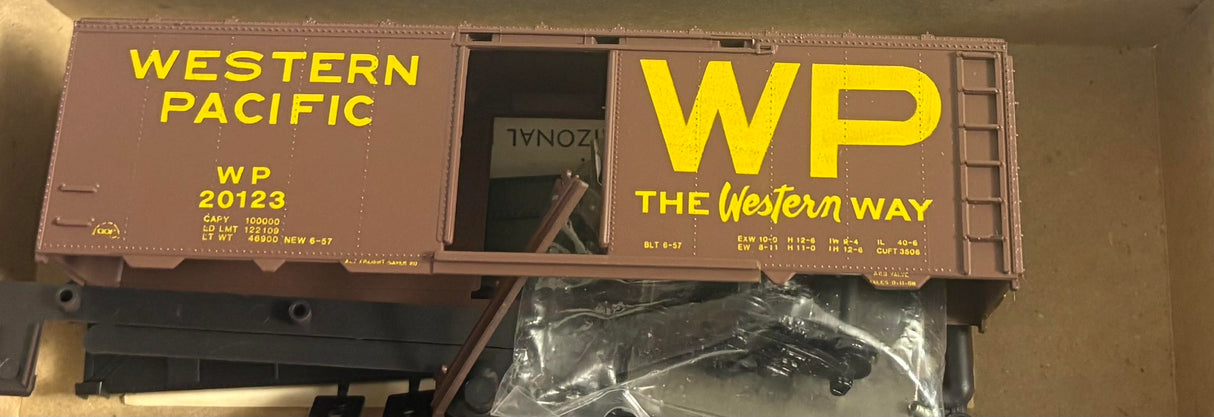Bev-Bel 4954 40' A.A.R. Boxcar WP Western Pacific #20123 HO Scale