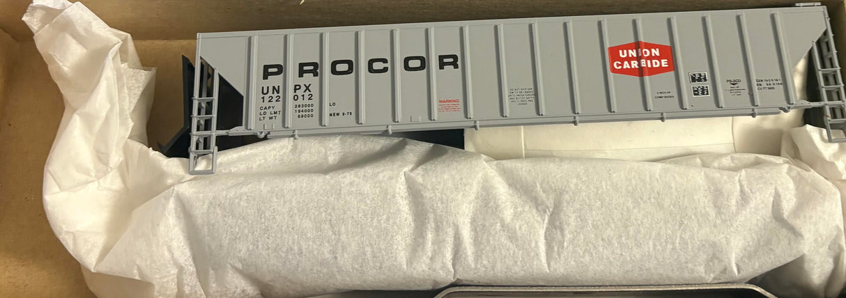 Bev-Bel 2231 54' P.S. Ribside Hopper UNPX Union Carbide #122012 HO Scale