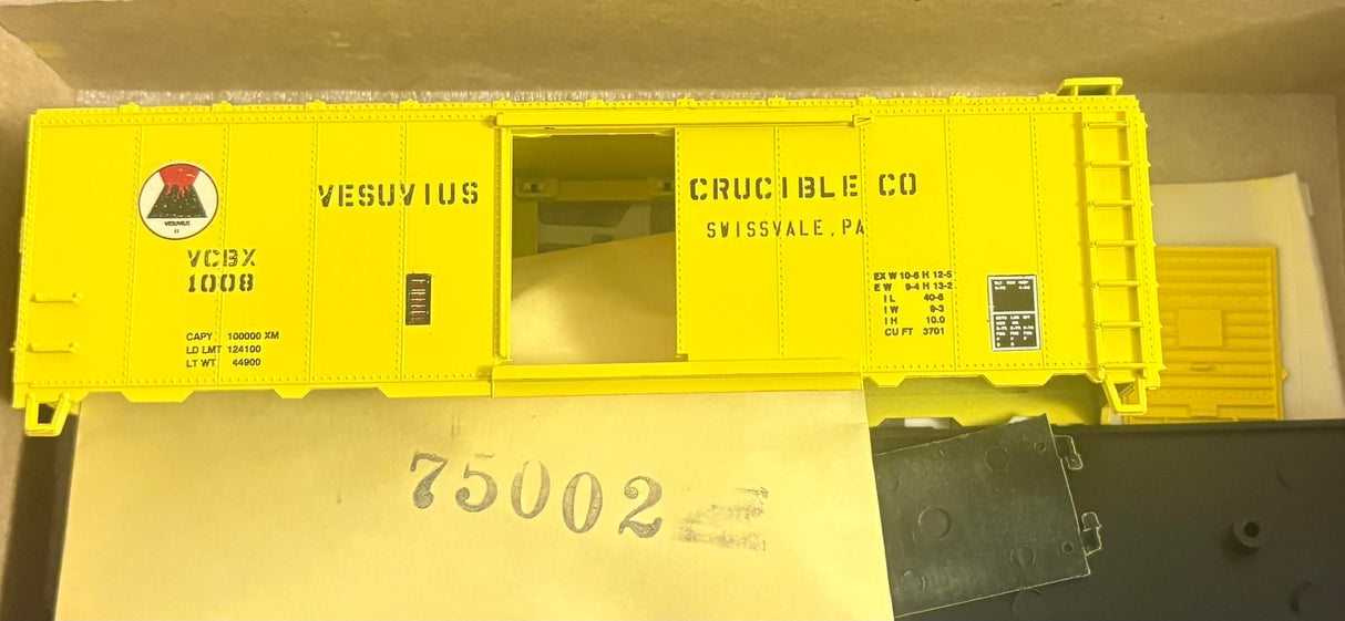 Bev-Bel 2383 40' Steel Boxcar VCBX Vesuvius Crucible Co. #1008 HO Scale