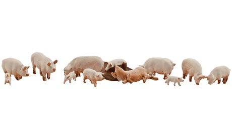 Woodland Scenics 2218 Yorkshire Pigs - Scenic Accents(R) -- pkg(12) N Scale