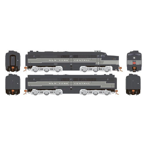 Rapido 23526 ALCO PA PB Set NYC - New York Central #4201 & 4301 (Lightning Stripe, 2-Tone Gray) w/LokSound & DCC HO Scale