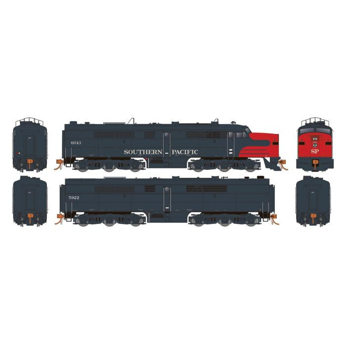 Rapido 23537 ALCO PA PB Set SP - Southern Pacific #6043, 5922 (gray, red) w/LokSound & DCC HO Scale