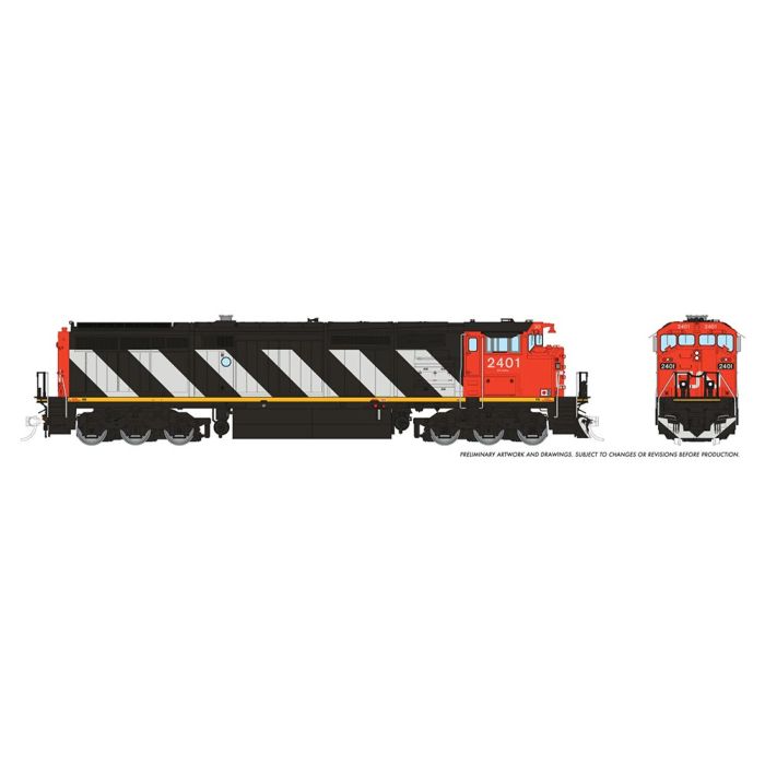 Rapido 24503 GE Dash 8-40CM CN Canadian National #2417 (Stripes Scheme, black, white, red) w/LokSound & DCC HO Scale