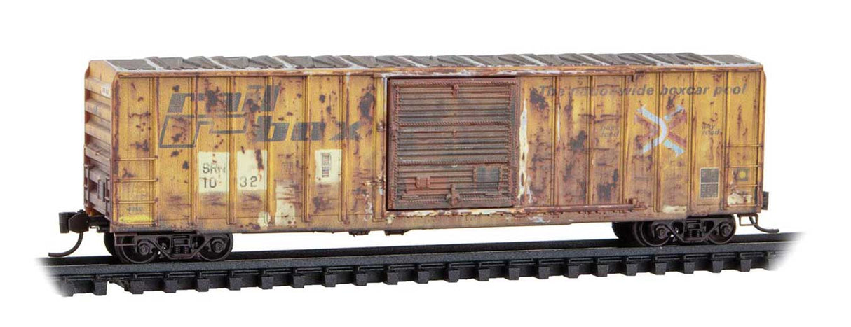 Micro-Trains 025 44 444 50' Rib Side Boxcar Sabine River & Northern #1032 (Weathered, Ex-Railbox, yellow, Series #8) N Scale