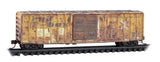 Micro-Trains 025 44 444 50' Rib Side Boxcar Sabine River & Northern #1032 (Weathered, Ex-Railbox, yellow, Series #8) N Scale