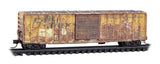Micro-Trains 025 44 444 50' Rib Side Boxcar Sabine River & Northern #1032 (Weathered, Ex-Railbox, yellow, Series #8) N Scale