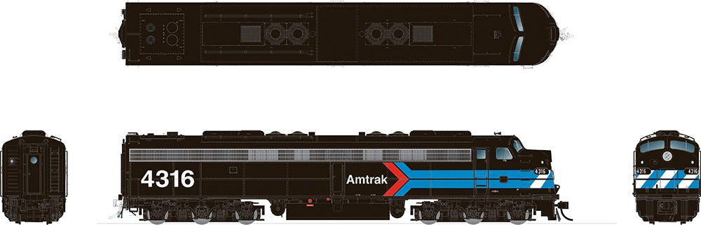 Rapido 28599 EMD E8A - Amtrak - Early Black Scheme: #4316 w