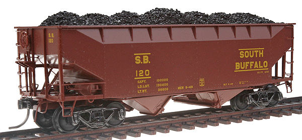 Kadee 7027 50' 2 Bay Open Hopper SB - South Buffalo Railroad Company #120 (Boxcar Red) HO Scale