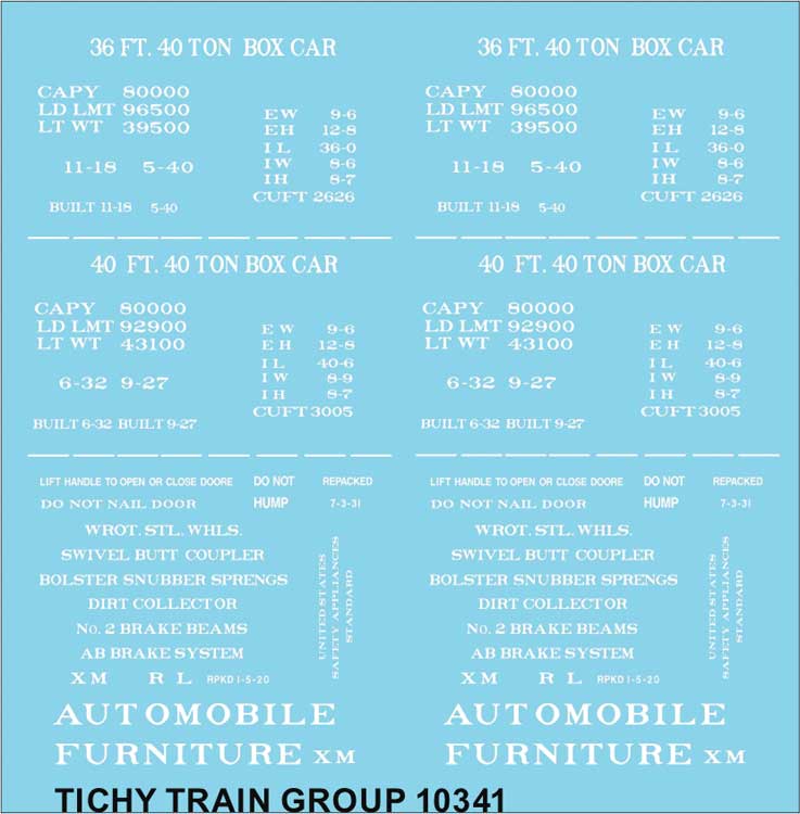 Tichy Train Group 10341 Railroad Decal Set -- Generic 36' and 40' Wood ...
