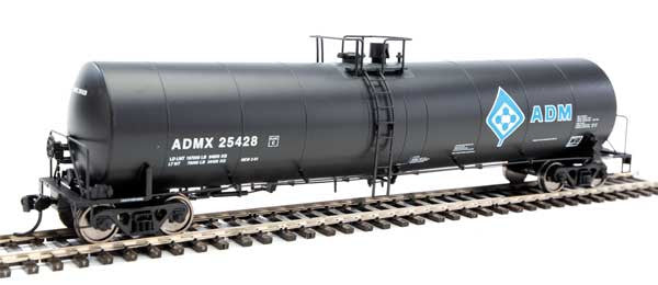 Walthers Mainline 910-1253 Trinity 25,000-Gallon Tank Car Archer-Daniels-Midland ADMX #25428 (black, white, molecule logo) HO Scale