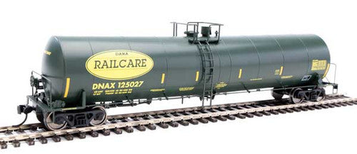 Walthers Mainline 910-1258 Trinity 25,000-Gallon Tank Car Dana Transportation DNAX #125027 (black, yellow stripes & Railcare logo) HO Scale