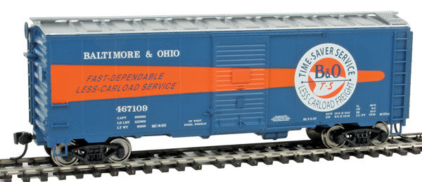 Walthers Mainline 910-1687 40' AAR Boxcar B&O Baltimore & Ohio #467109 (LCL Scheme; blue, orange) HO Scale