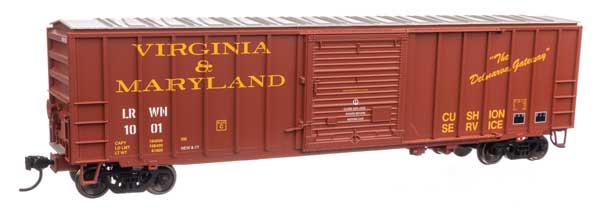 Walthers 910-1896 50' ACF Exterior Post Boxcar Virginia & Maryland LRWN #1001 (brown, yellow, white) HO Scale