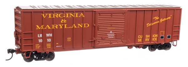 Walthers 910-1897 50' ACF Exterior Post Boxcar Virginia & Maryland LRWN #1010 (brown, yellow, white) HO Scale