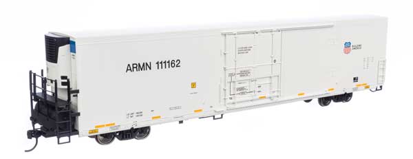 Walthers 910-4132 72' Modern Refrigerator Boxcar UP Union Pacific ARMN #111162 white, high reporting mark, shield & slogan HO Scale