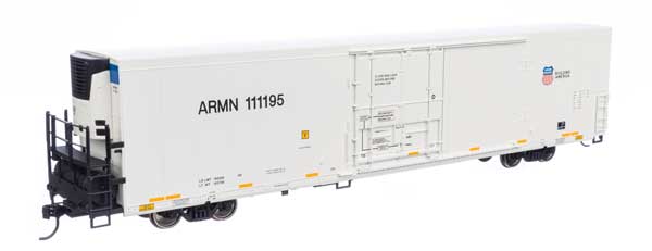 Walthers 910-4133 72' Modern Refrigerator Boxcar UP Union Pacific ARMN #111195 white, high reporting mark, shield & slogan HO Scale